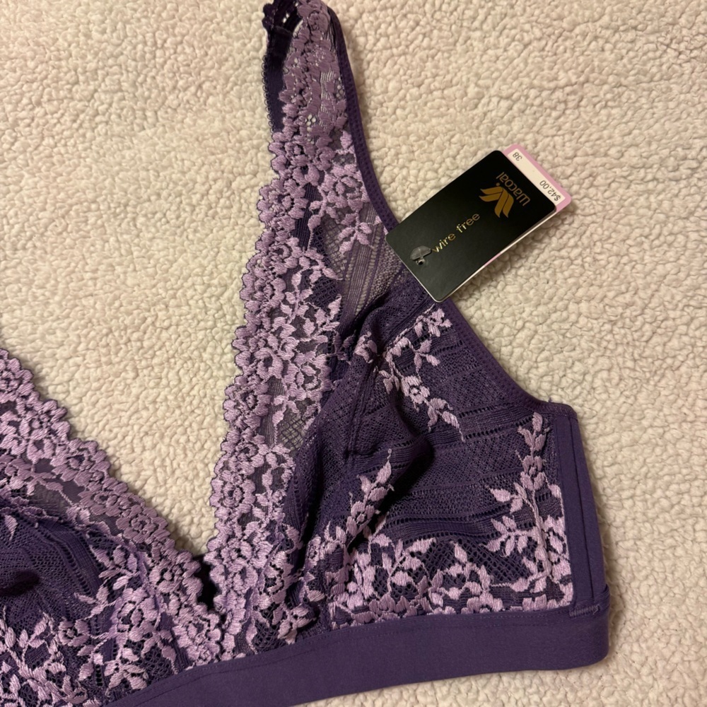 Wacoal Embrace Lace Wire Free Convertible Bra Lavender Purple Bralette - Picture 6 of 11
